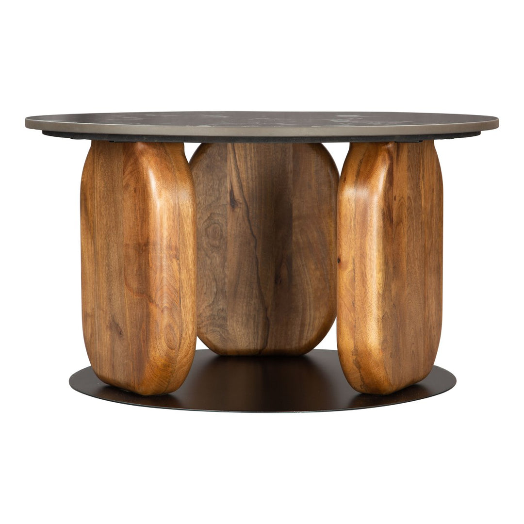 Pemba Multicolor Coffee Table with Marble Top and Mango Wood Legs Modern Design Image 2