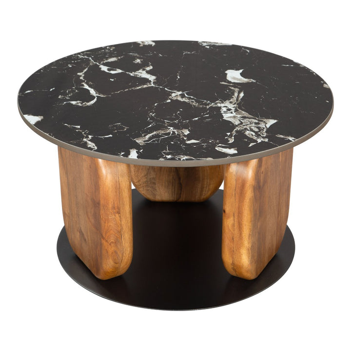 Pemba Multicolor Coffee Table with Marble Top and Mango Wood Legs Modern Design Image 3