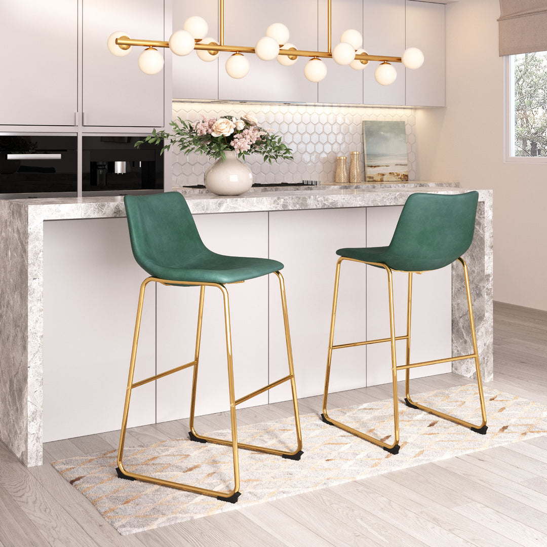 Augusta Barstool (Set of 2) Green and Gold Image 8