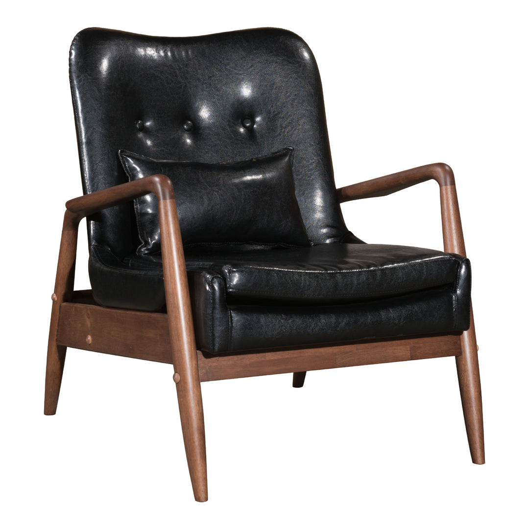 Bully Lounge Chair and Ottoman Black Image 3