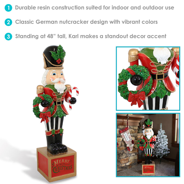 Sunnydaze Karl Indoor and Outdoor Christmas Nutcracker Statue - 48 in Image 2