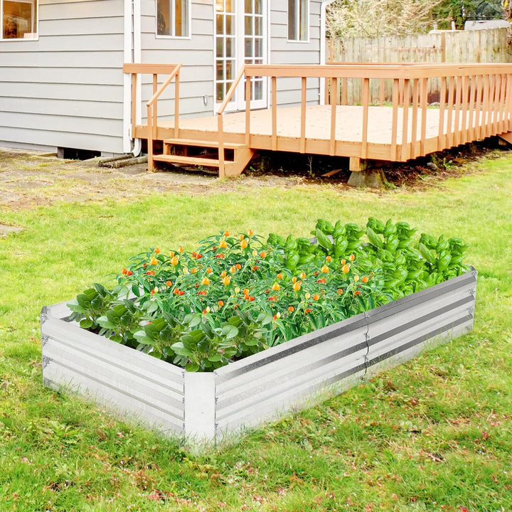 6 x 3 x 1FT Galvanized Raised Garden Bed Heavy-Duty Elevated Rectangle Plant Box Image 2