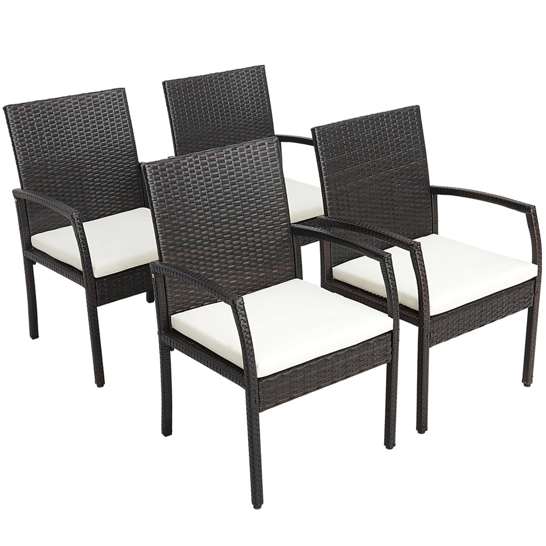 4PCS Patio PE Rattan Wicker Dining Armchairs Outdoor Chair w/ Removable Cushion Image 1