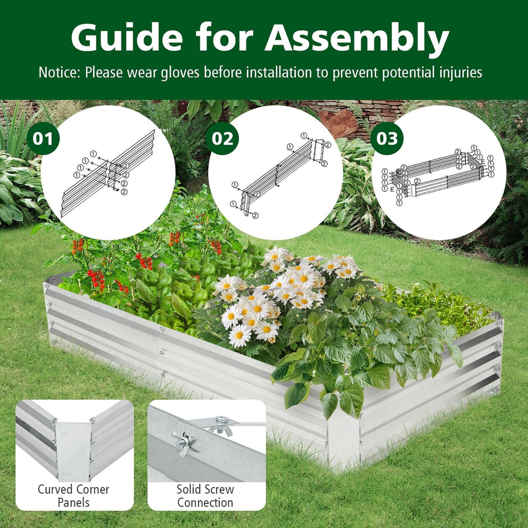 6 x 3 x 1FT Galvanized Raised Garden Bed Heavy-Duty Elevated Rectangle Plant Box Image 5