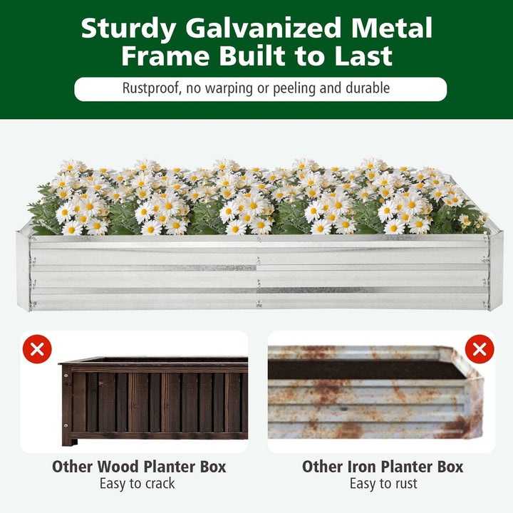 6 x 3 x 1FT Galvanized Raised Garden Bed Heavy-Duty Elevated Rectangle Plant Box Image 8