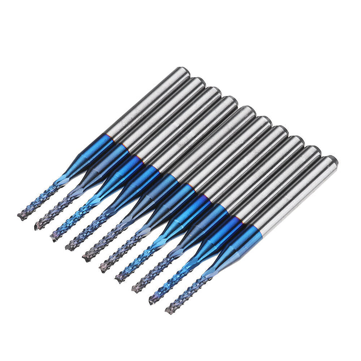 10pcs 1.1-1.5mm Blue NACO Coated PCB Bits Carbide Engraving Milling Cutter For CNC Tool Rotary Burrs Image 1