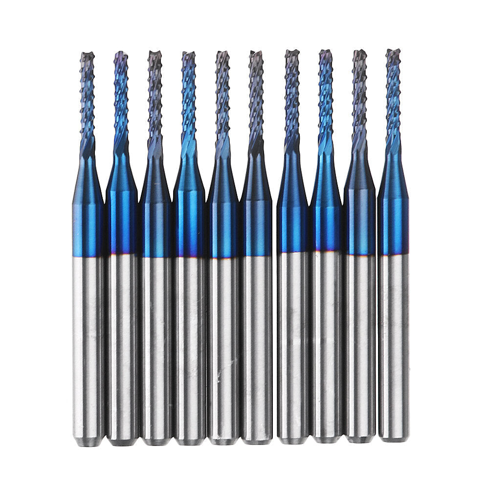 10pcs 1.1-1.5mm Blue NACO Coated PCB Bits Carbide Engraving Milling Cutter For CNC Tool Rotary Burrs Image 2