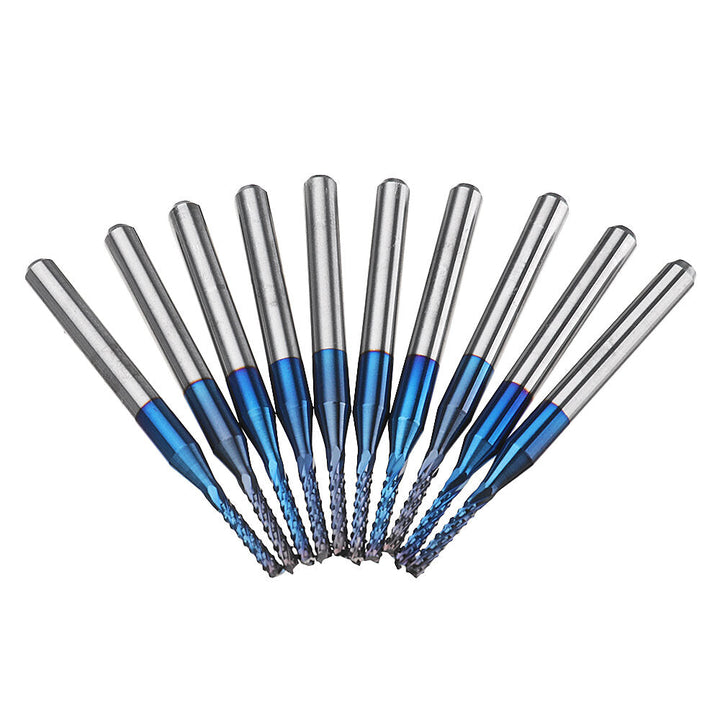 10pcs 1.1-1.5mm Blue NACO Coated PCB Bits Carbide Engraving Milling Cutter For CNC Tool Rotary Burrs Image 4