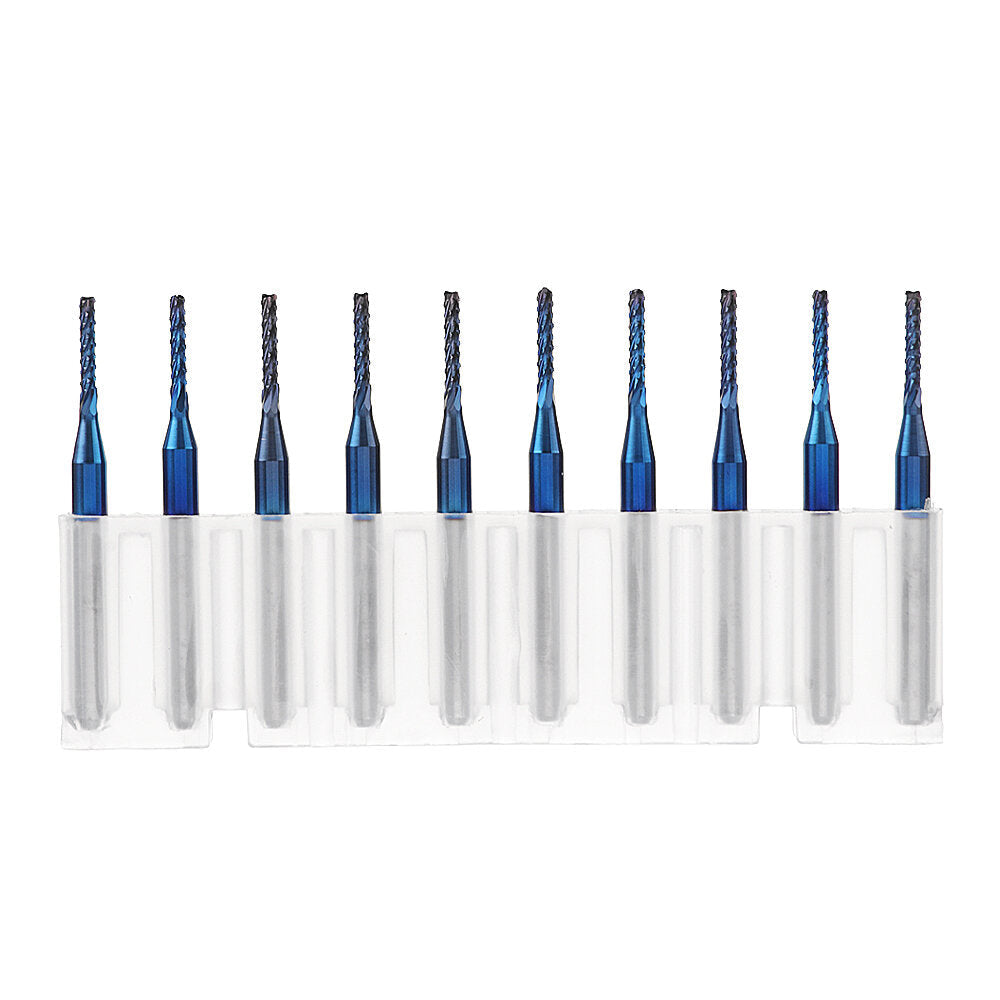 10pcs 1.1-1.5mm Blue NACO Coated PCB Bits Carbide Engraving Milling Cutter For CNC Tool Rotary Burrs Image 6