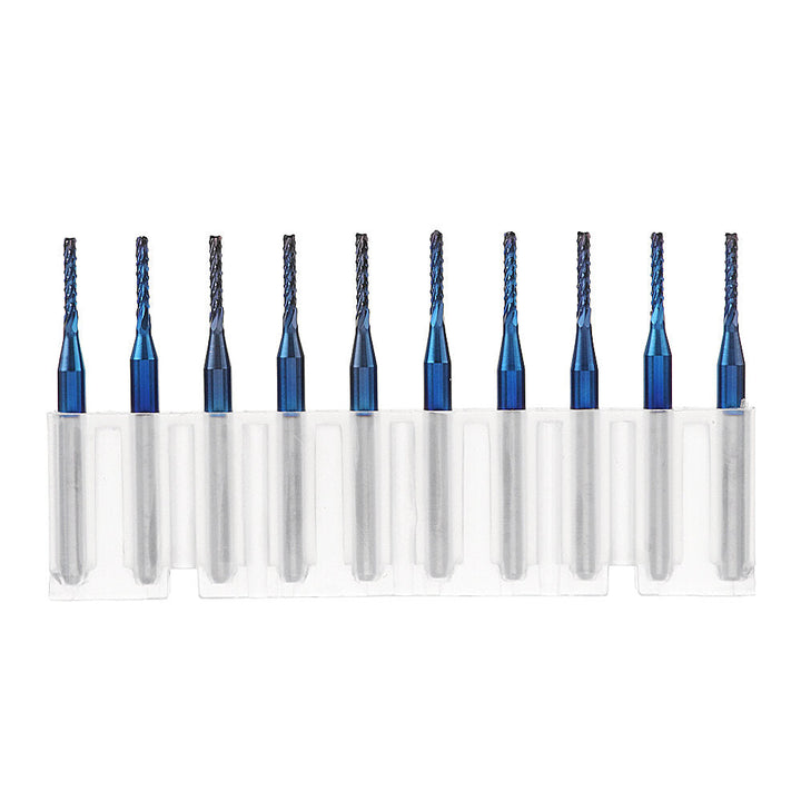 10pcs 1.1-1.5mm Blue NACO Coated PCB Bits Carbide Engraving Milling Cutter For CNC Tool Rotary Burrs Image 6