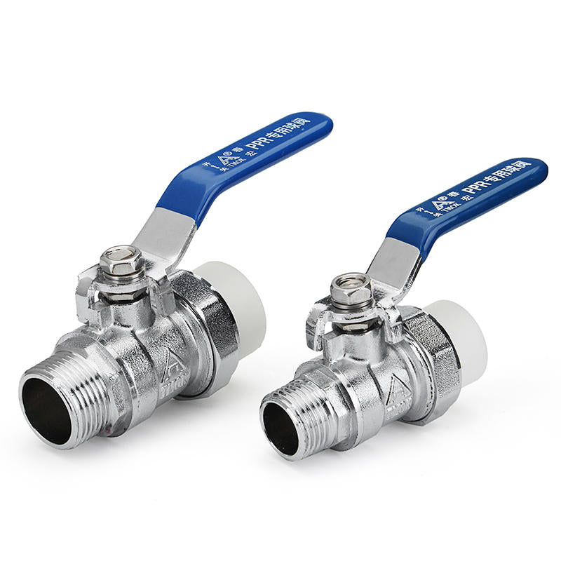 1,2" 3,4" External Wire Manual PPR Brass Ball Valve Nickel Handle PPR Male Thread Valves Image 9