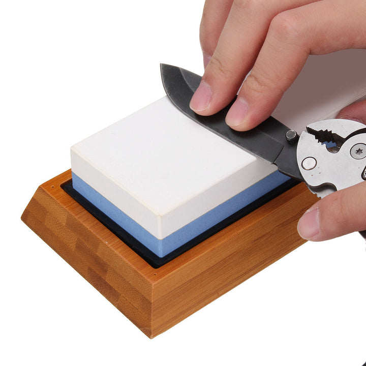 1000,6000 2 Side Grit Sharper Pebble Premium Whetstone Knife Sharpening Stone And NonSlip Bamboo Base Set Image 3