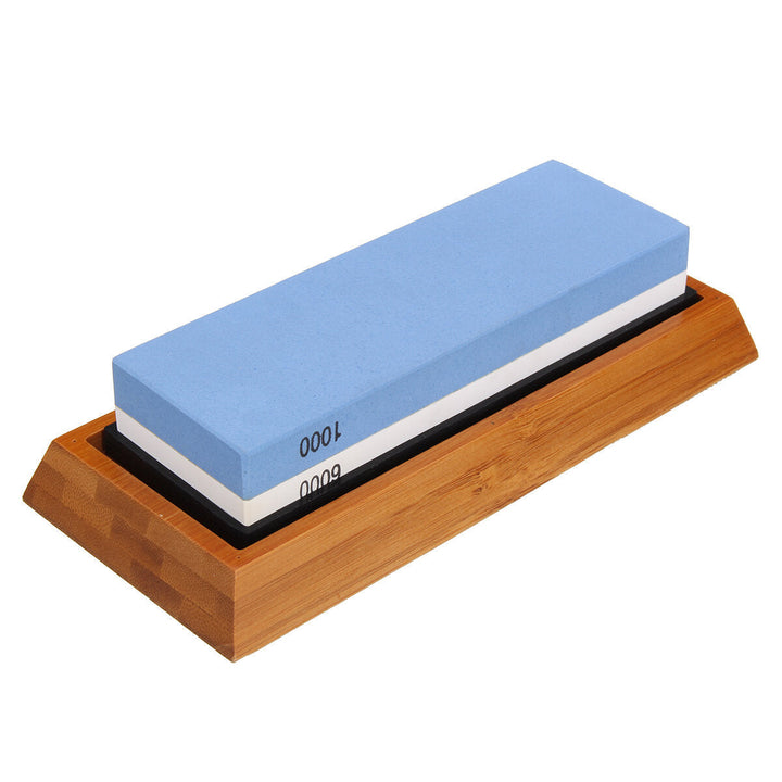 1000,6000 2 Side Grit Sharper Pebble Premium Whetstone Knife Sharpening Stone And NonSlip Bamboo Base Set Image 5