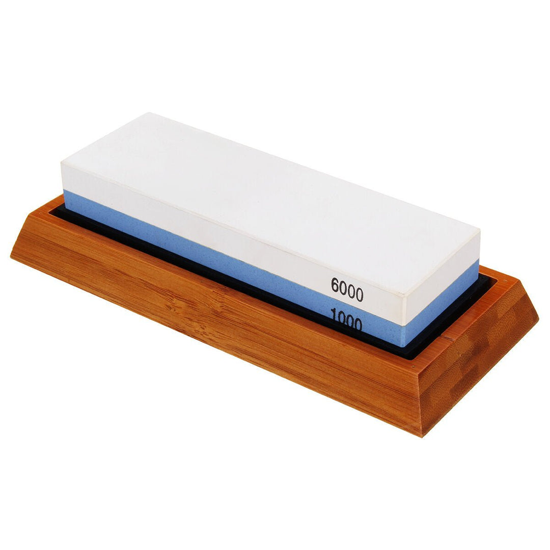 1000,6000 2 Side Grit Sharper Pebble Premium Whetstone Knife Sharpening Stone And NonSlip Bamboo Base Set Image 6