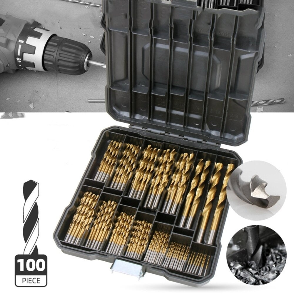 100,130pcs HSS Twist Drill Bit Set Titanium-Coated Drill Bits Woodworking Masonry Drill for Wood Steel Image 3