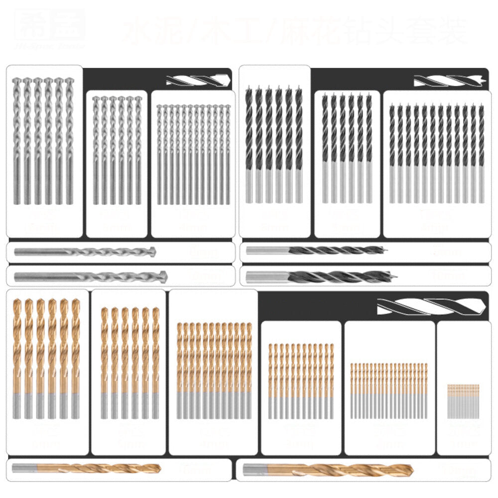 100,130pcs HSS Twist Drill Bit Set Titanium-Coated Drill Bits Woodworking Masonry Drill for Wood Steel Image 6