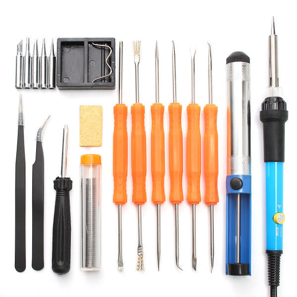 110V,220V 60W Adjustable Temperature Welding Solder Soldering Iron Tool Kit EU,US Plug Image 1