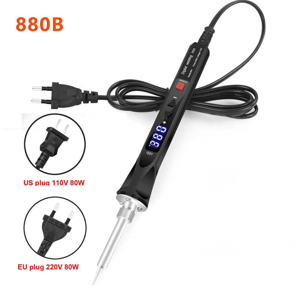 110V,220V 80W LED Digital Electric Soldering Iron with 5PC Welding Tips Soldering Tool Temperature Regulating Welding Image 2