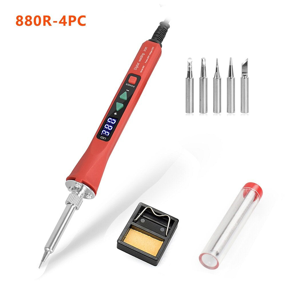 110V,220V 80W LED Digital Electric Soldering Iron with 5PC Welding Tips Soldering Tool Temperature Regulating Welding Image 5