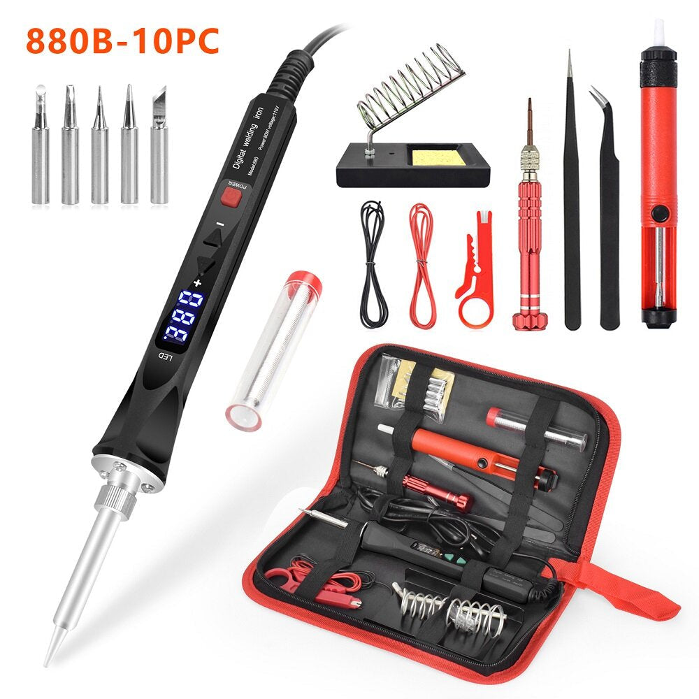 110V,220V 80W LED Digital Electric Soldering Iron with 5PC Welding Tips Soldering Tool Temperature Regulating Welding Image 6