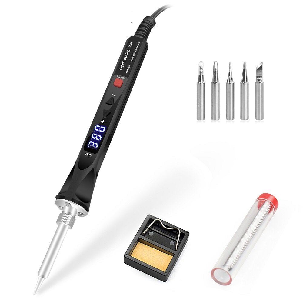 110V,220V 80W LED Digital Electric Soldering Iron with 5PC Welding Tips Soldering Tool Temperature Regulating Welding Image 7