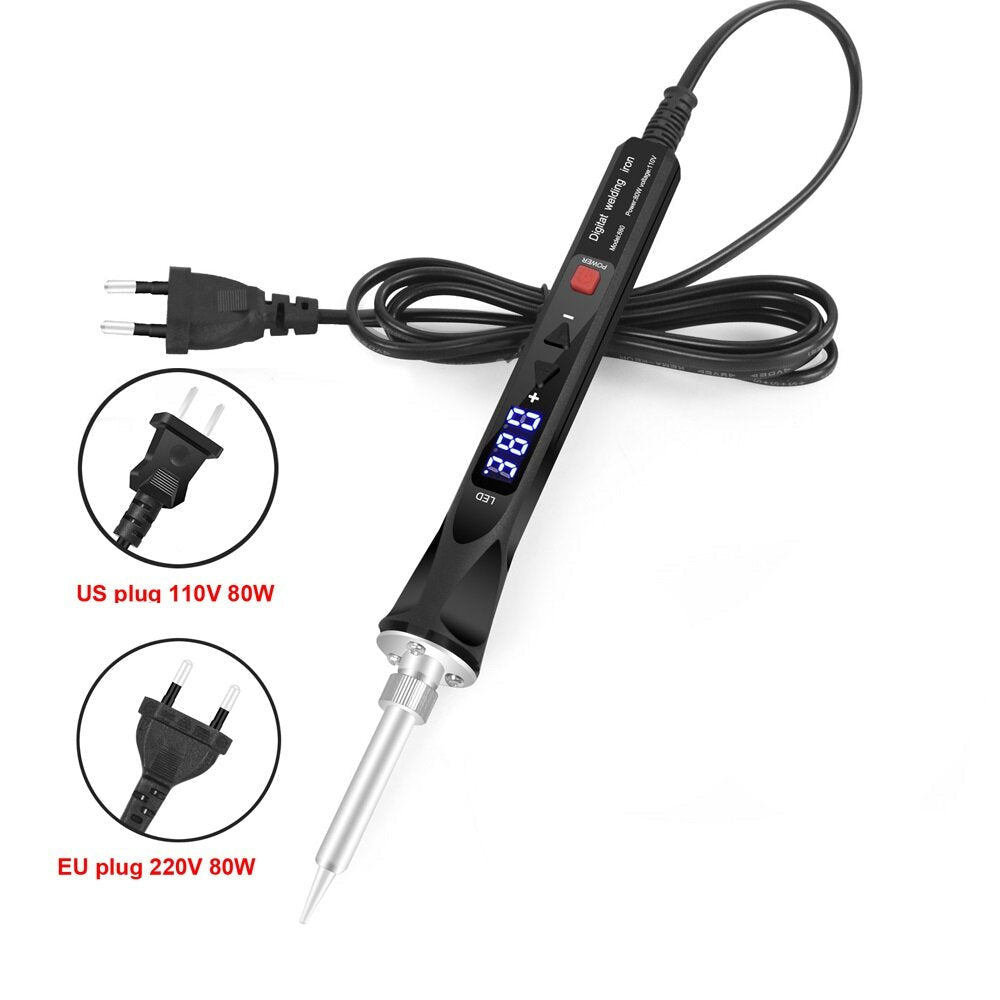 110V,220V 80W LED Digital Electric Soldering Iron with 5PC Welding Tips Soldering Tool Temperature Regulating Welding Image 8