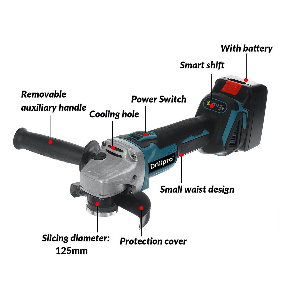 125mm Brushless Angle Grinder Rechargeable Adjustable Speed Angle Grinder With Battery Image 6