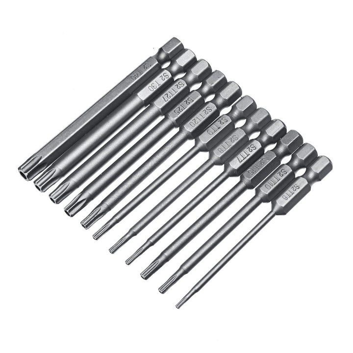 10pcs TT6-TT40 Torx Head Screwdriver Bit 75mm Hex Shank Power Drill Screwdriver Bits Set Image 6