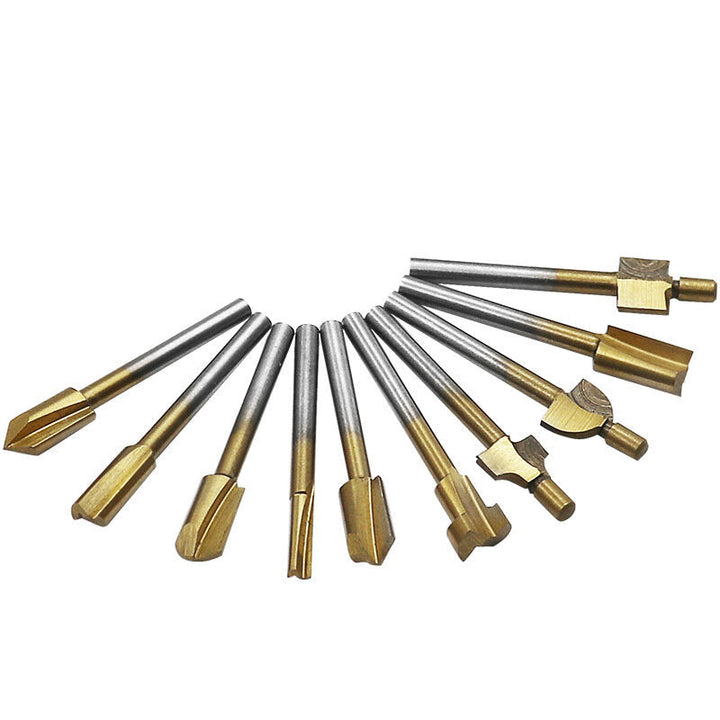 10Pcs HSS Woodworking Trimming Knife Titanium-Plated Sharpening Knife Micro Milling Cutter Wood Carving Cutter Image 1