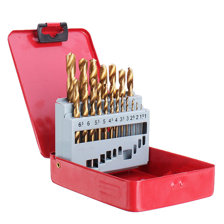 13,19,25pcs HSS Twist Drill Bit Set 1-10mm Titanium Coated Drill Bit for Wood Metal Drilling Image 1