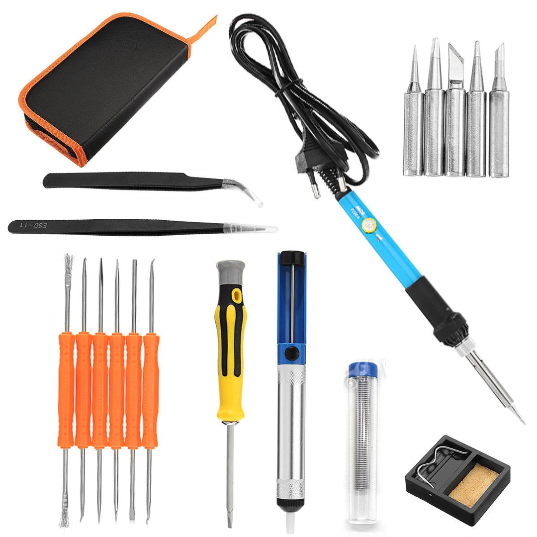 18Pcs 60W 110V,220V Adjustable Temperature Welding Solder Iron Tool 200~450 Image 1