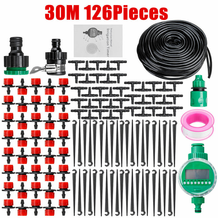 15,20,25,30m DIY Irrigation System Water Timer Auto Plant Watering Micro Drip Garden Watering Kits Image 2