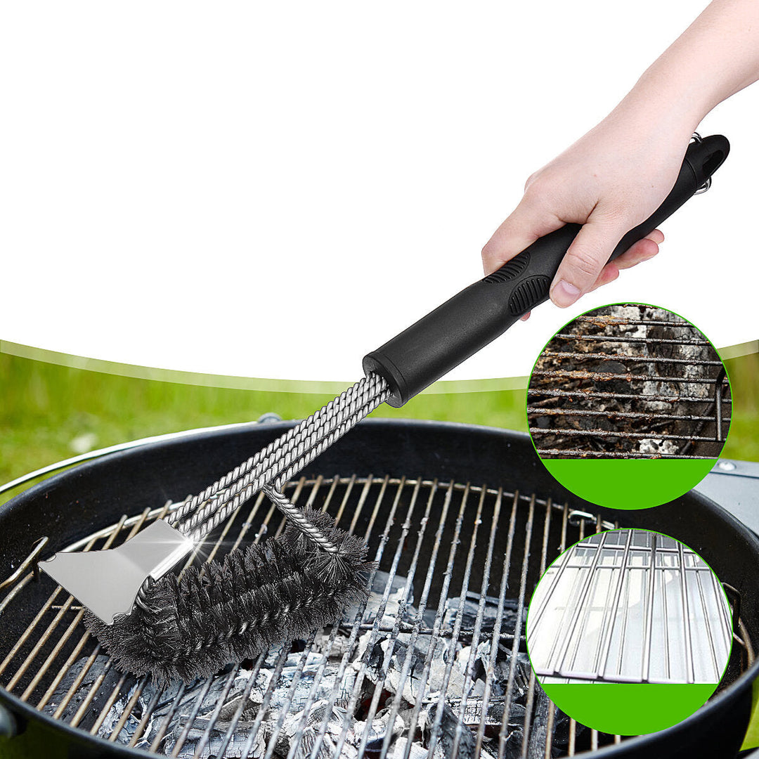 17" BBQ Grill Brush Scraper Scrubber Barbecue Cleaning Tool Wire Kitchen Stainless Steel Cleaner Image 2