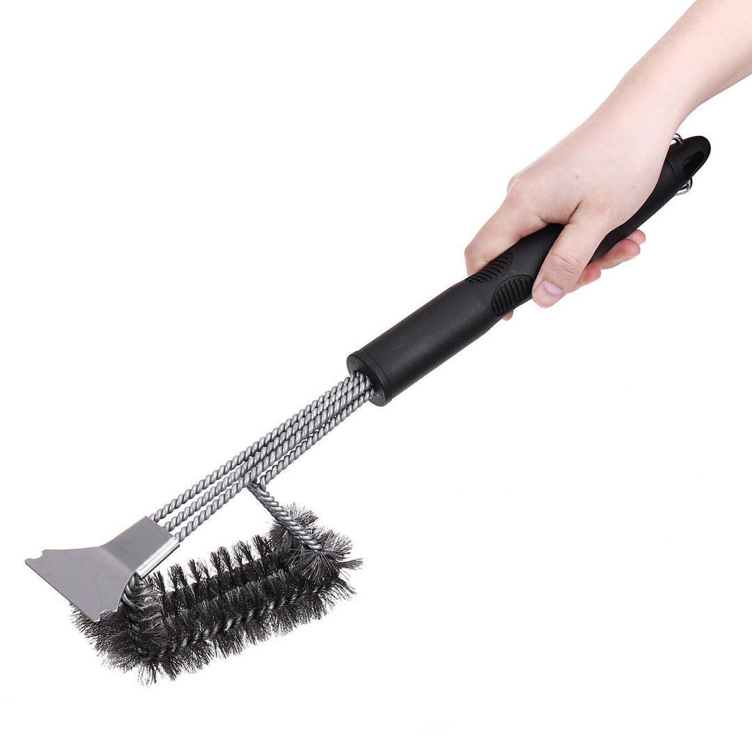 17" BBQ Grill Brush Scraper Scrubber Barbecue Cleaning Tool Wire Kitchen Stainless Steel Cleaner Image 4