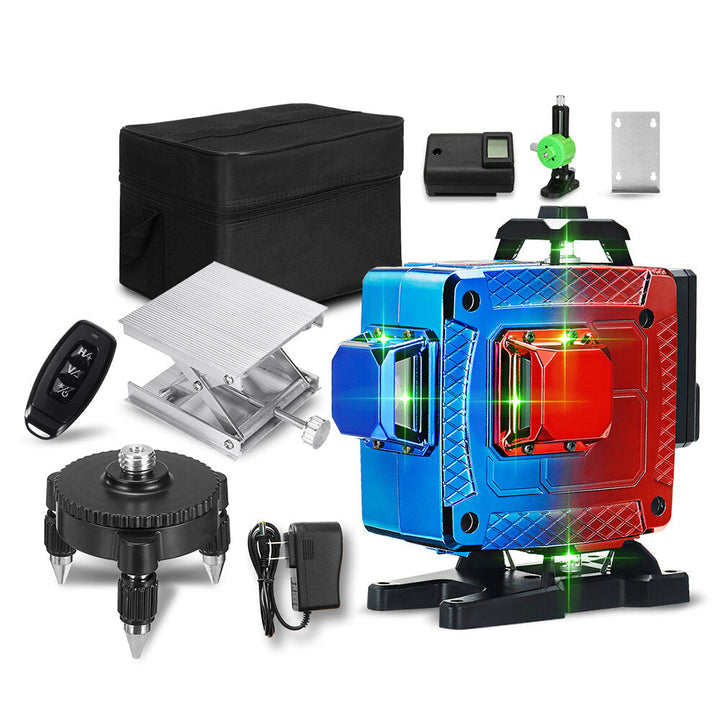 16 Line 4D Colorful Green Light Laser Level Single,Dual Battery 360 Horizontal Vertical Cross Measurement Image 1