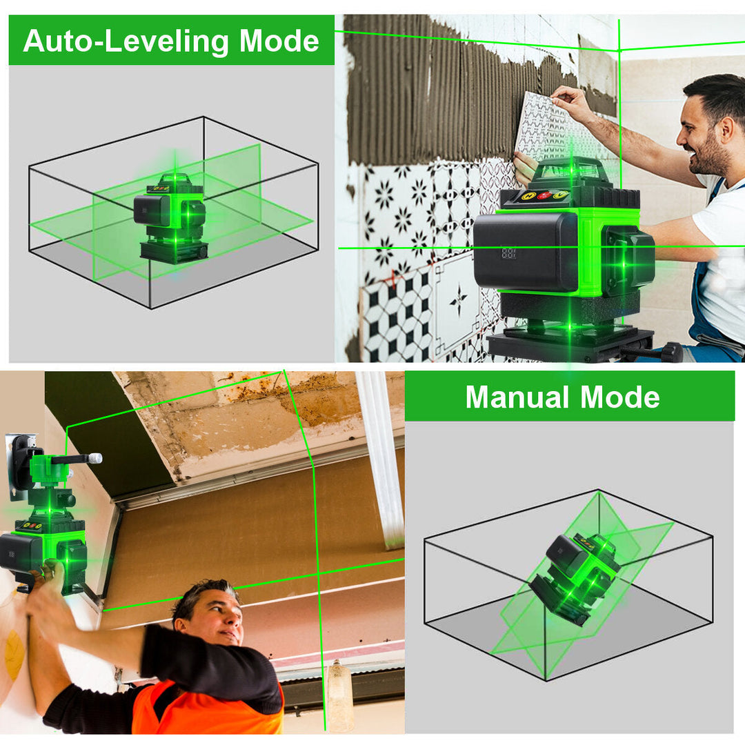 16 Lines 4D Laser Level, Green Laser Line, Self Leveling, Horizontal Lines and360 Degree Vertical Cross with 2xBattery Image 3