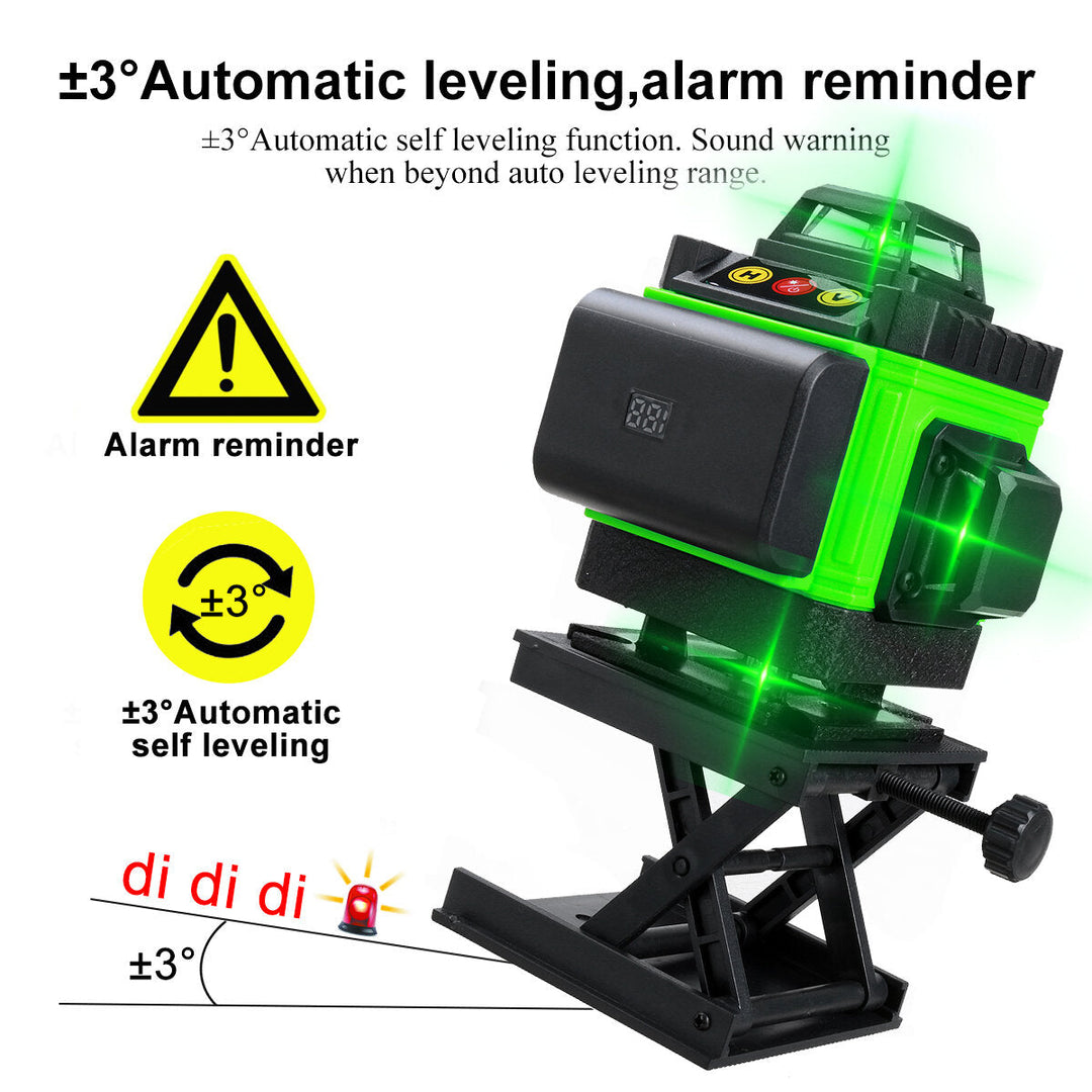 16 Lines 4D Laser Level, Green Laser Line, Self Leveling, Horizontal Lines and360 Degree Vertical Cross with 2xBattery Image 5