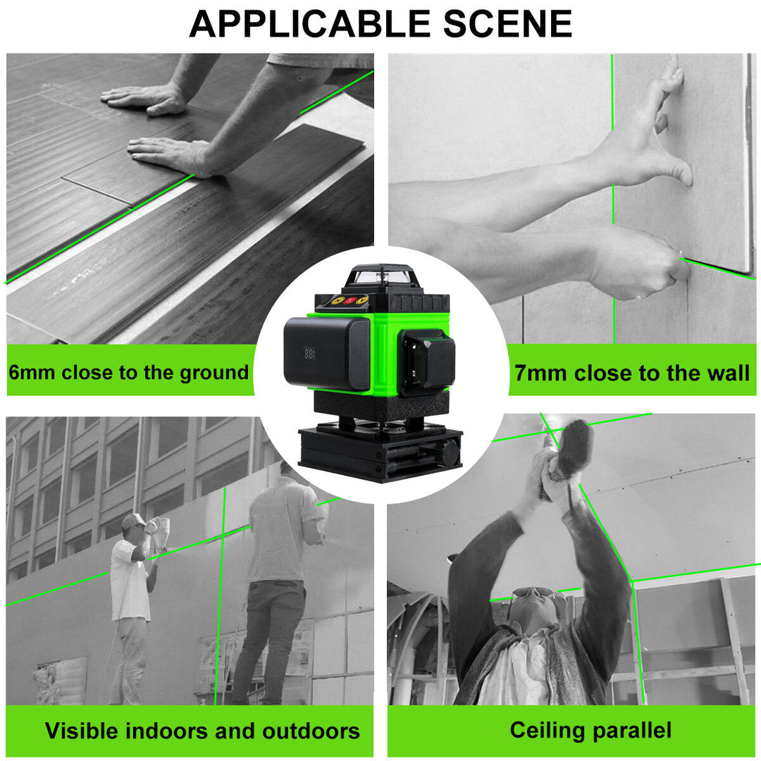 16 Lines 4D Laser Level, Green Laser Line, Self Leveling, Horizontal Lines and360 Degree Vertical Cross with 2xBattery Image 7