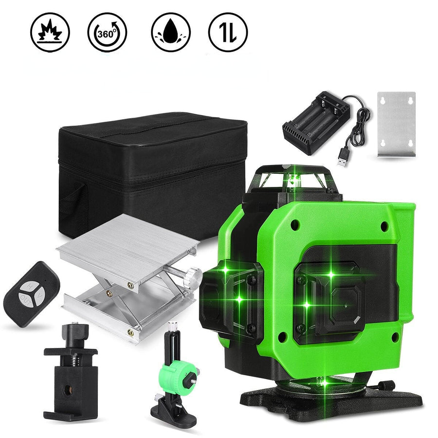 16,12 Line 4D 360 Horizontal Vertical Cross Green Light Laser Level Self-Leveling Measure Super Powerful Laser Beam Image 1