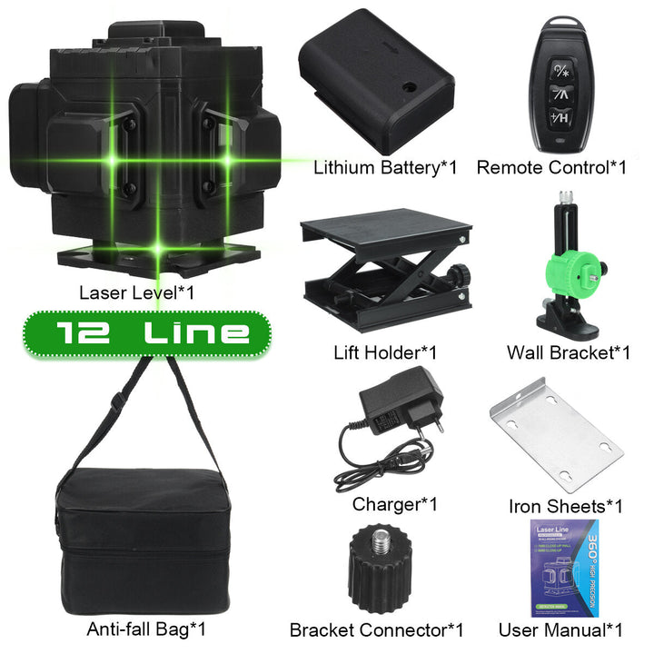 16,12,8 Line 360 4D Horizontal Vertical Cross Green Light Laser Level Self-Leveling Measure Super Powerful Laser Beam Image 8