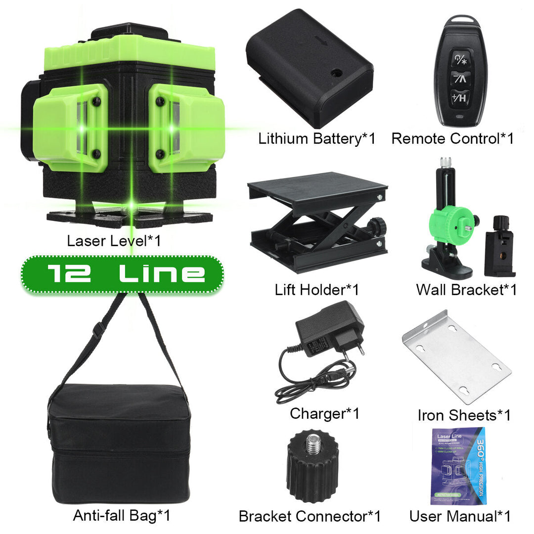 16,12,8 Line 4D 360 Horizontal Vertical Cross Green Light Laser Level Self-Leveling Measure APP Control Image 10