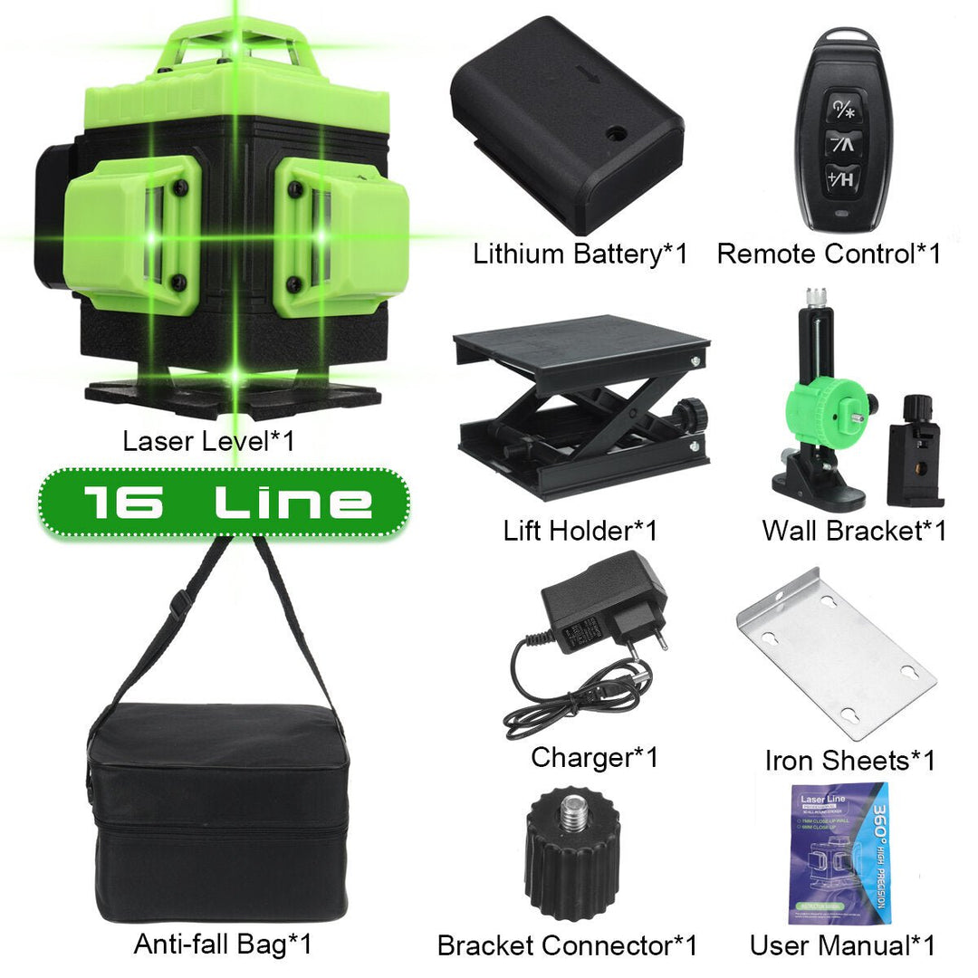 16,12,8 Line 4D 360 Horizontal Vertical Cross Green Light Laser Level Self-Leveling Measure APP Control Image 11