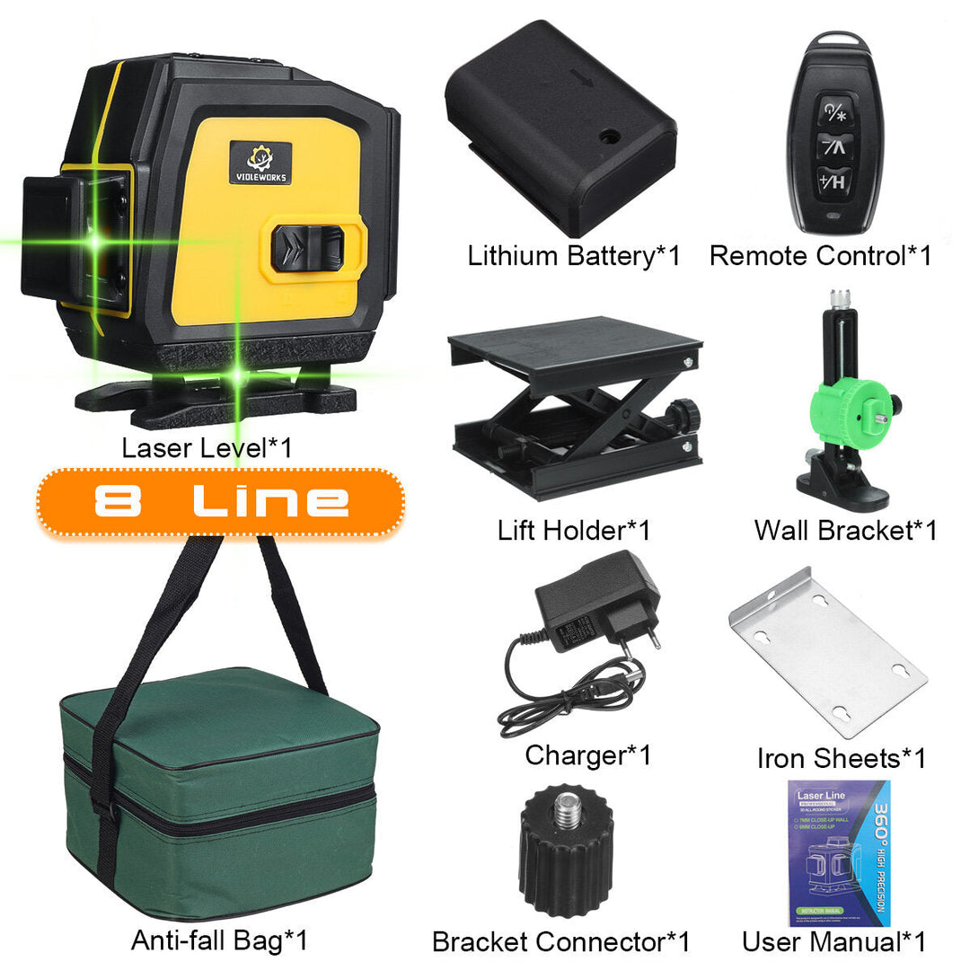 16,12,8 Lines 4D Green Laser Level 360 Horizontal And Vertical Cross Self-Leveling Measurement Super Laser Beam Image 7