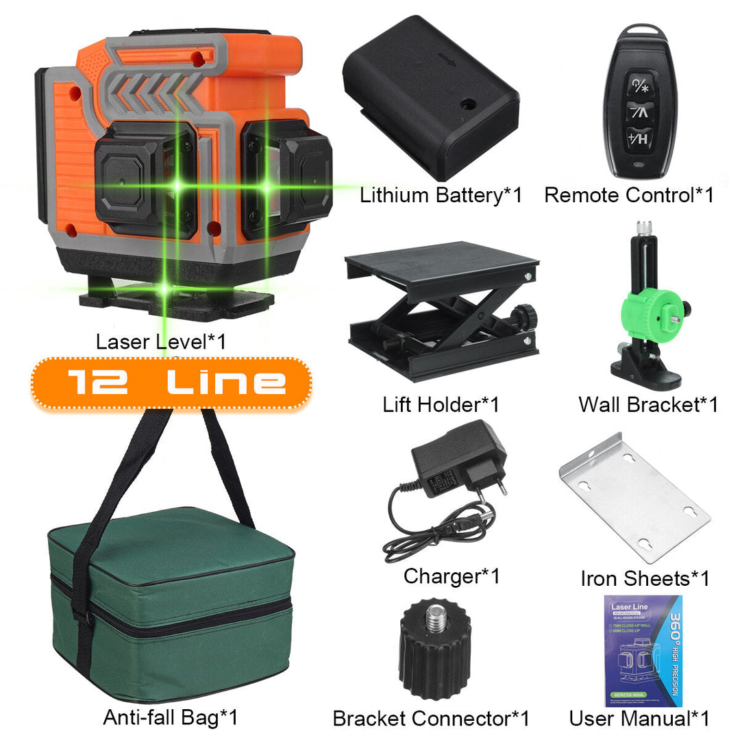 16,12,8 Line 4D Green Laser Level Meter 360 Horizontal And Vertical Cross Self-Leveling Measurement Super Laser Beam Image 5