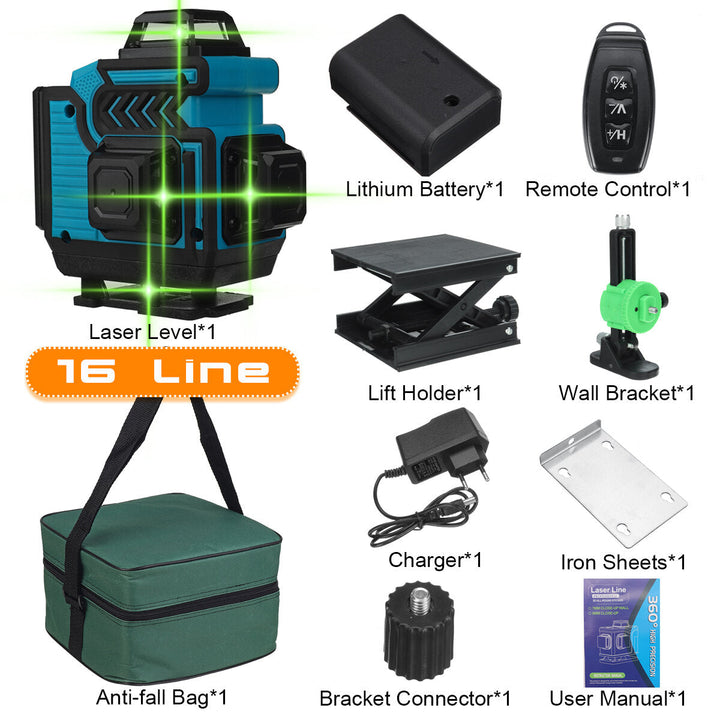 16,12,8 Line 4D Green Laser Level Meter 360 Horizontal And Vertical Cross Self-Leveling Measurement Super Laser Beam Image 6