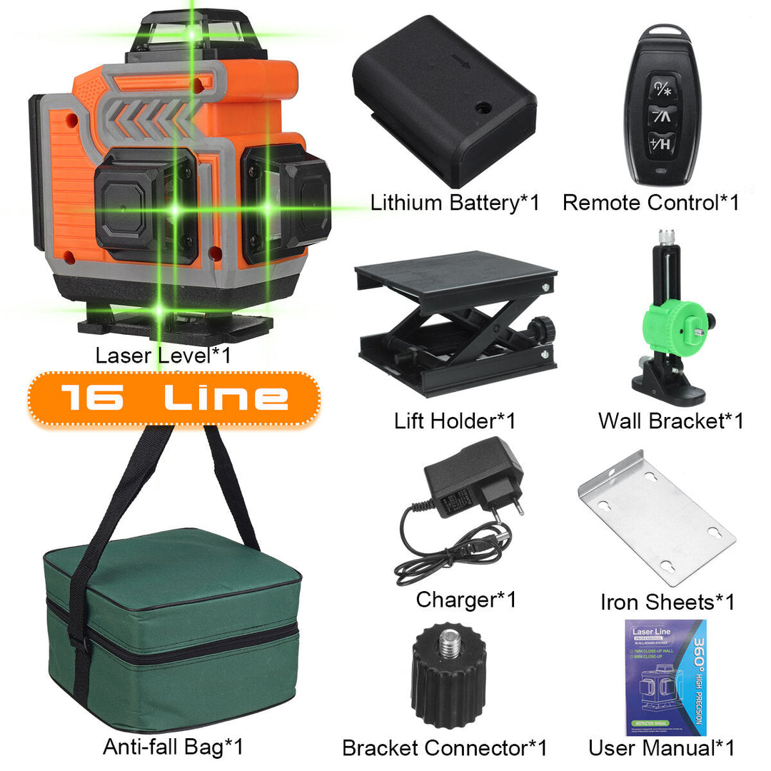 16,12,8 Line 4D Green Laser Level Meter 360 Horizontal And Vertical Cross Self-Leveling Measurement Super Laser Beam Image 7