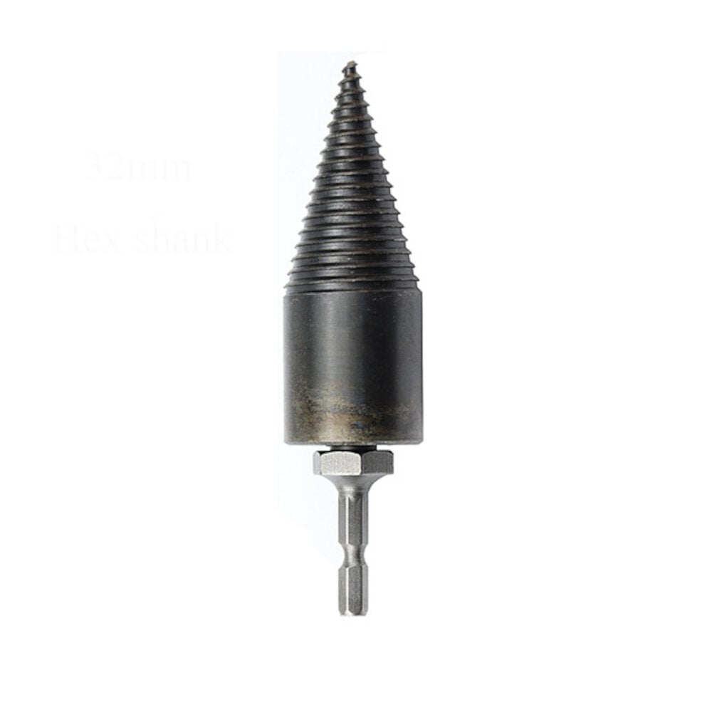 1Pc 32,42mm HSS Round,Square,Hexagonal Shank Firewood Drill Bit Splitter Wood Split Cone Drill Bit For Tree Cutting Image 1