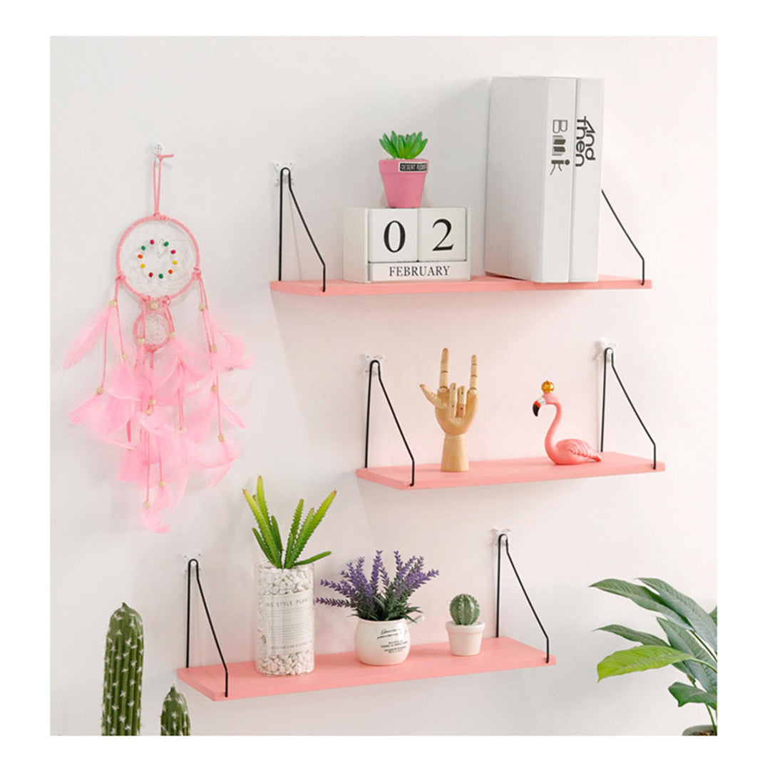 1PC Length 30CM,40CM,50CM Pink Wall Mounted Industrial Retro Assemble Wood Shelf Organization For Indoor Decorations Image 9