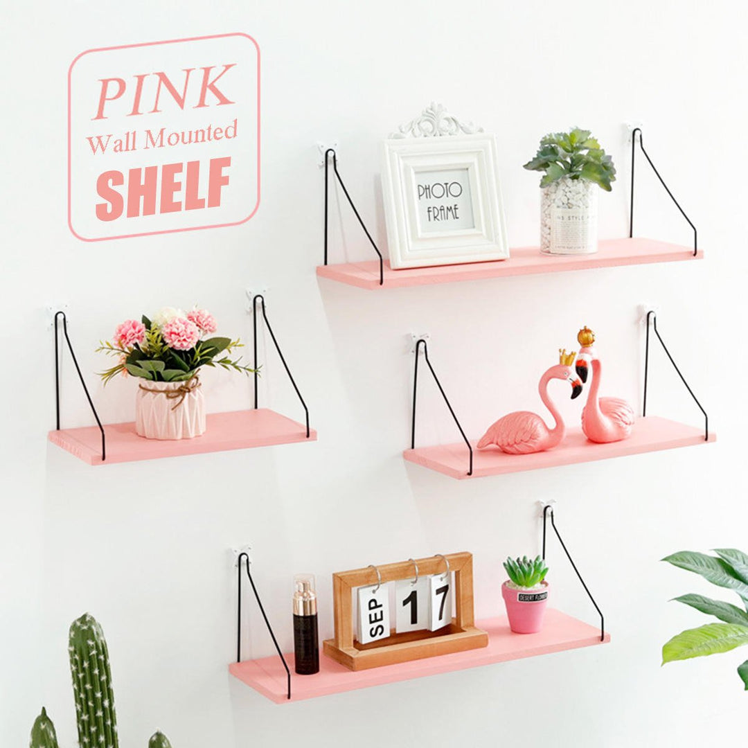 1PC Length 30CM,40CM,50CM Pink Wall Mounted Industrial Retro Assemble Wood Shelf Organization For Indoor Decorations Image 10