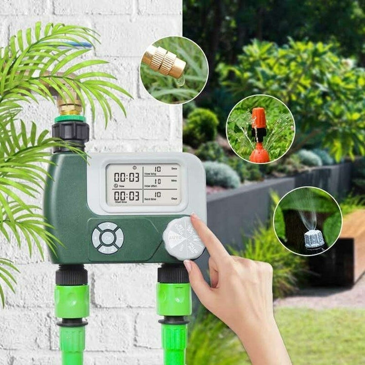 2 Outlets Programmable Hose Faucet Timer DIY Garden Irrigation Control Unit Electronic Digital LCD Irrigation Timer Image 2